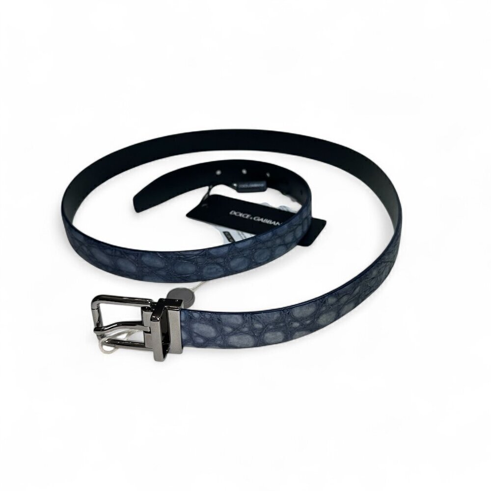 DOLCE & GABBANA Men's Genuine Crocodile Belt Size 110 cm/44 in Blue NWT - Picture 14 of 15